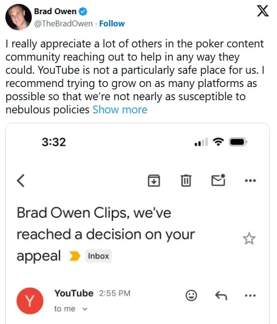 【EV扑克】最受欢迎的扑克视频博主遭YouTube封禁，十年内容险些“一夜清零”！